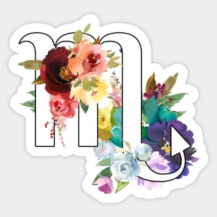 Scorpio Horoscope Zodiac Rainbow Flowers Design Sticker